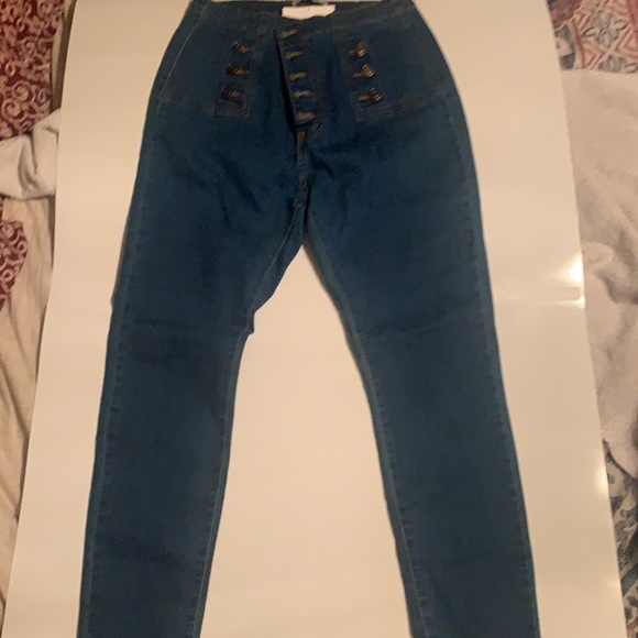 Women’s size L Large hi waist button jeans by American Bazi. NEW!!!! Stretch - Picture 2 of 7
